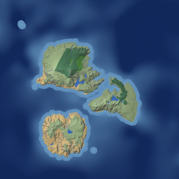 Archipelago: islands scattered across the sea, each with its own ridges and waterways